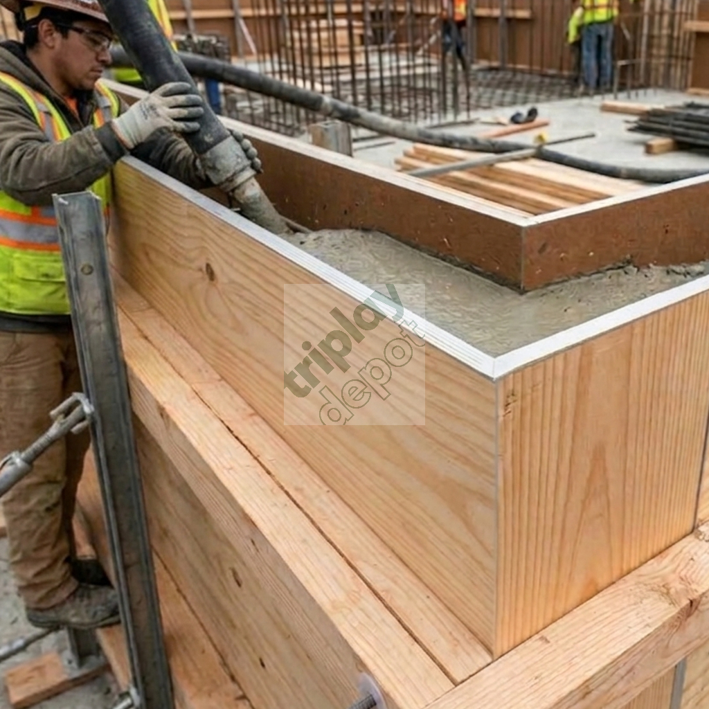 Triplay MDO para cimbra de contacto en muros de concreto aparente con acabado espejo