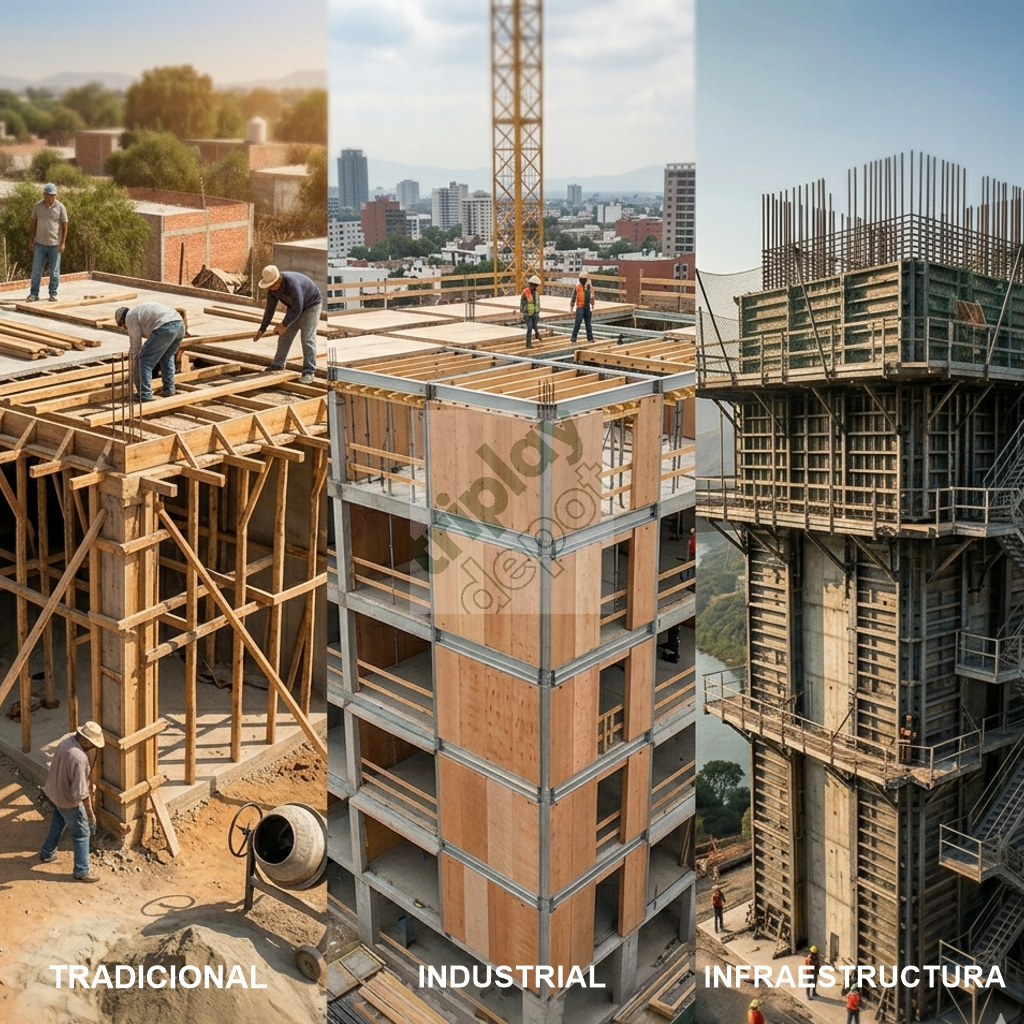 Guía de selección de sistemas de cimbra: tradicional, industrial e infraestructura con madera de pino y paneles de ingeniería