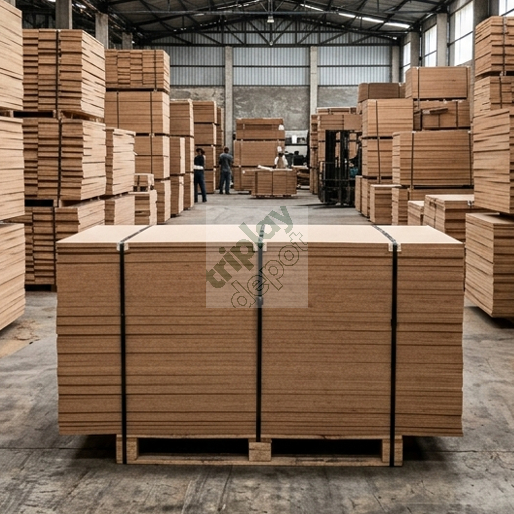 Detalle técnico de medición micrométrica sobre tablero de MDF de alta densidad de 15mm mostrando superficie homogénea y canto compacto para manufactura avanzada