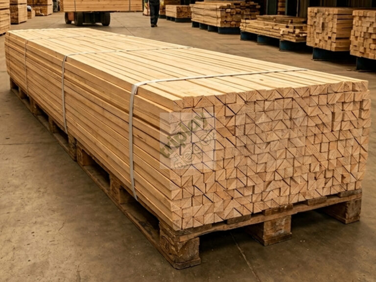 Chaflán de madera de pino para biselado de aristas en columnas y trabes de concreto