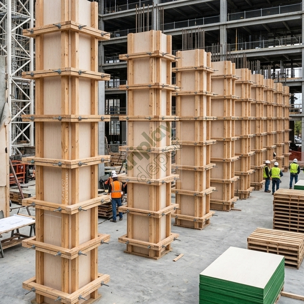 Sistema de cimbra para columna con tableros Birch HDO, optimizado para alta velocidad de rotación y reducción del costo por colada en desarrollos verticales