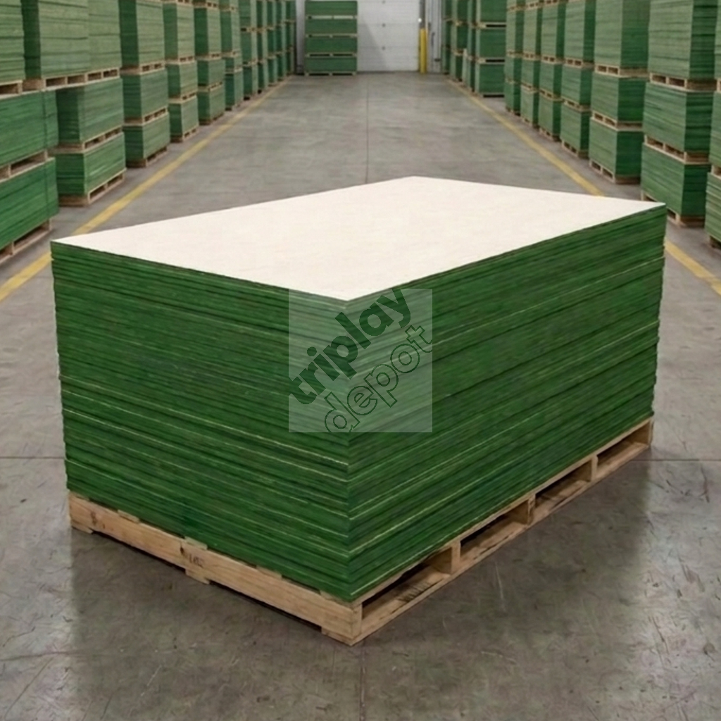 Bodega industrial con amplio stock de Panel Birch HDO de 300g de resina para proyectos de infraestructura